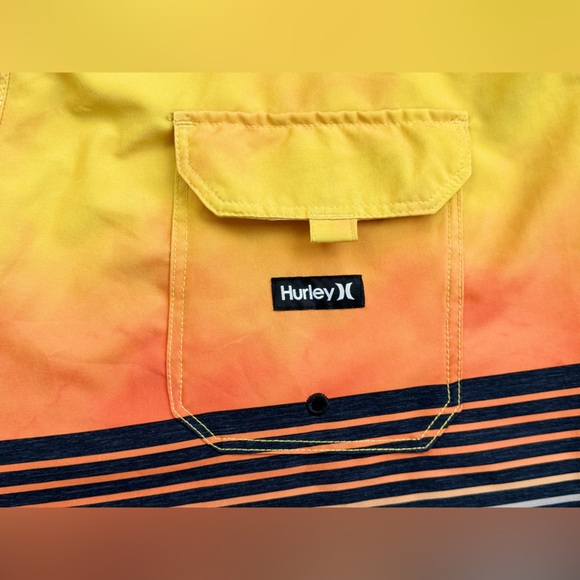 Hurley Men's Yellow, Orange & Gray Swim Trunks with Rear Pocket, Waist Size 40 - Picture 7 of 13